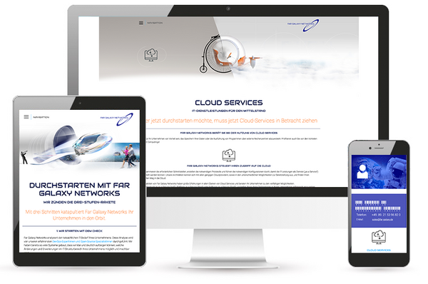 Futuristischer IT-Auftritt Far Galaxy Cloud Services