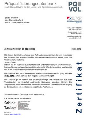 Präqualifizierungsdatenbank PQ-VOL